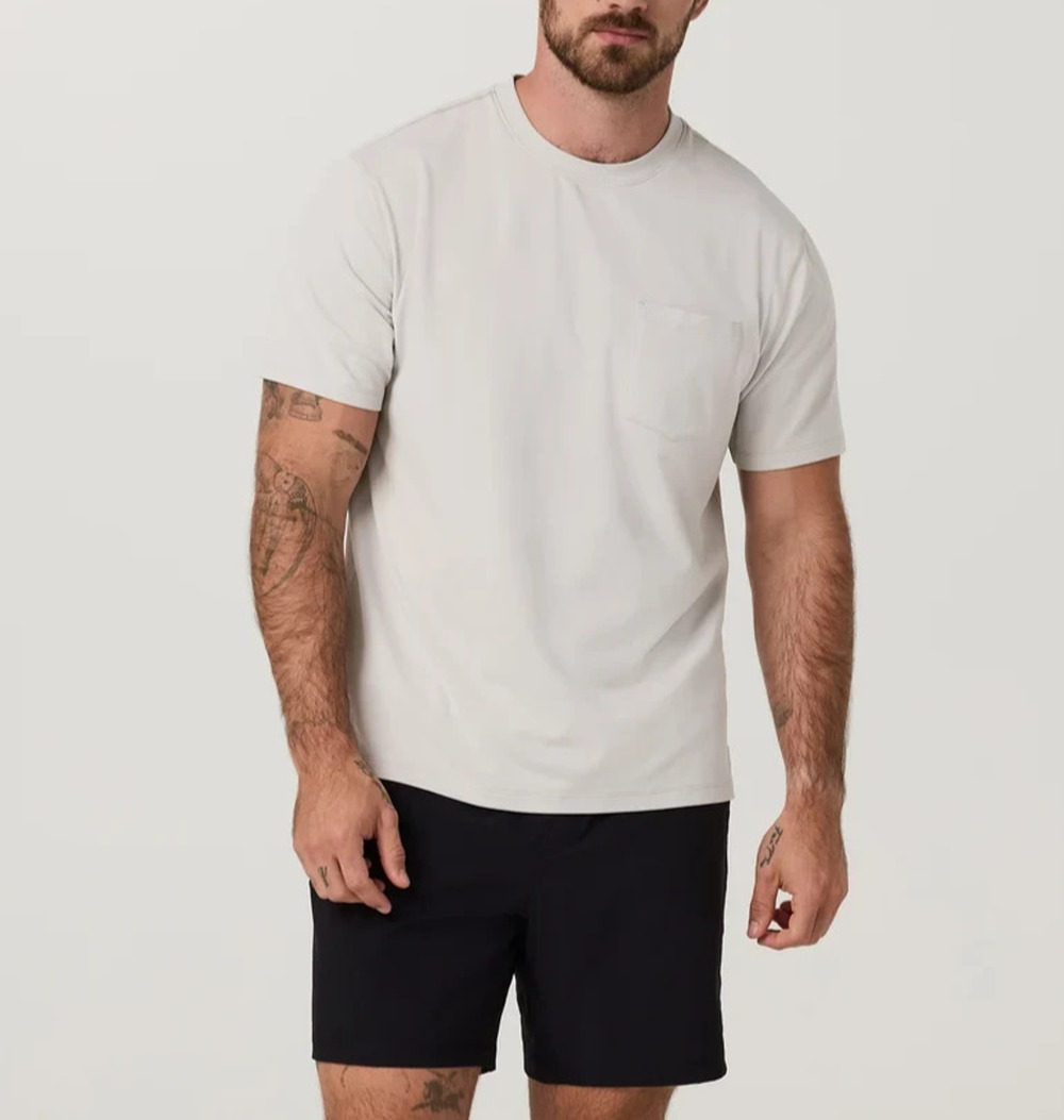 VUORI Crew Neck Short Sleeve T-Shirt Oatmeal Strato Tech Mens Size XL A010568